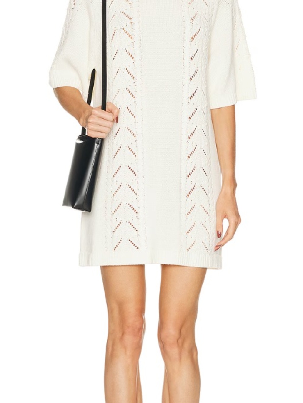 Loulou Studio White Knit Midi Dress with Openwork Panels